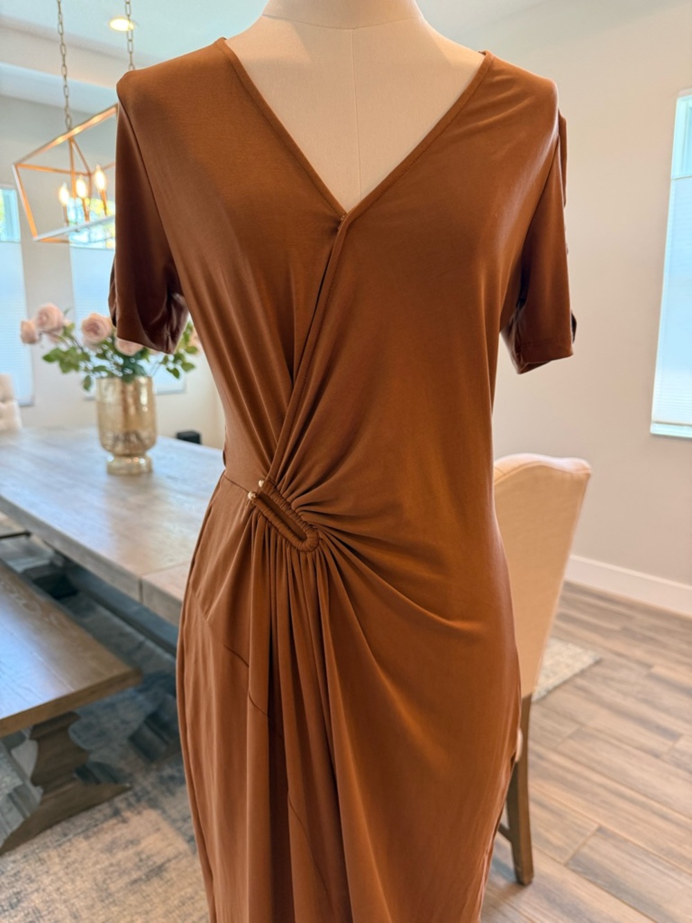 NWOT - Heartloom! Rust Brown Twist-Detail Midi Dress (never worn)!
